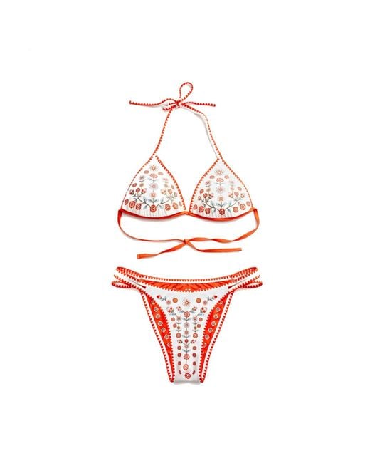 Jessie Zhao New York Red Garden Reversible Bikini Set