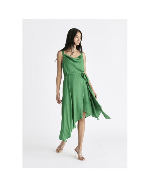 Paisie Green Cowl Neck Dress In
