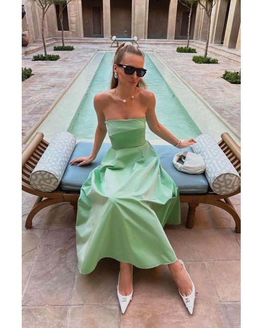 POST MERIDIEM Green Midi Dress With Turn-Up