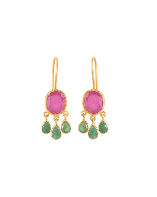 Opium Jewels Pink Rubellite Ovals With Emerald Drops