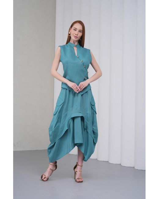 Lumina Eligma Blue The Collar Linen Skirt