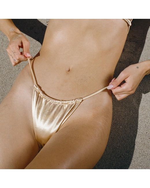Decolet the label White Gia Satin Bikini Bottoms
