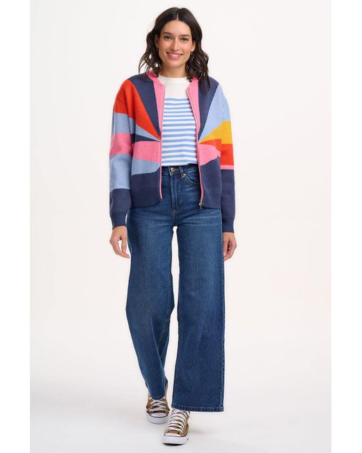 Sugarhill Blue Solana Knitted Bomber Multi, Sunrays