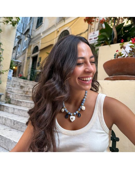 Achala Handcrafted Blue Greek Agate Necklace