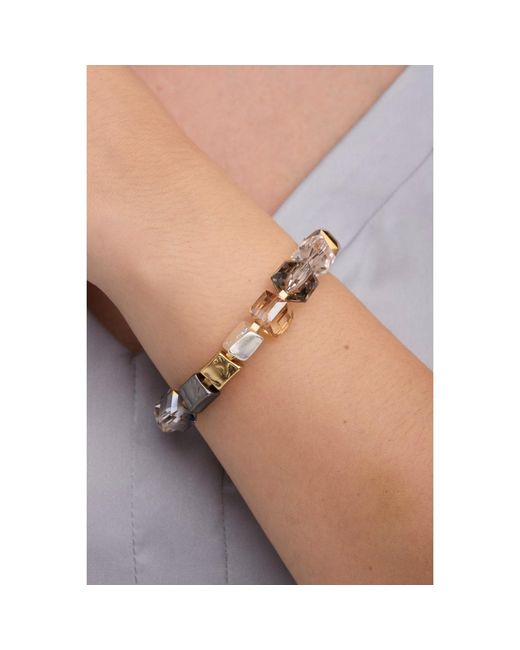 Saachi Metallic Faceted Bead & Stone Bracelet