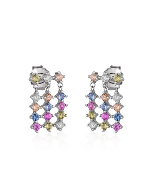 Spero London Metallic Colourful Jewelled Sterling Cluster Stud Drop Earring