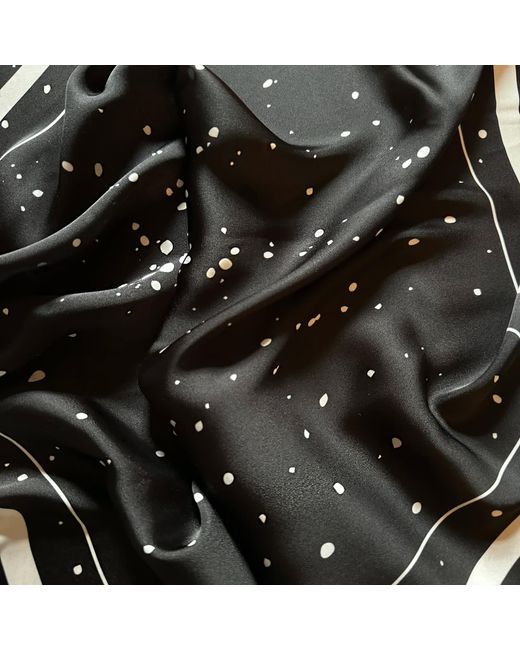 Una Berzina Black Printed Polka-Dot Scarf
