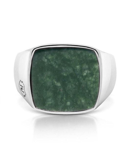 Nialaya Green Signet Ring With African for men
