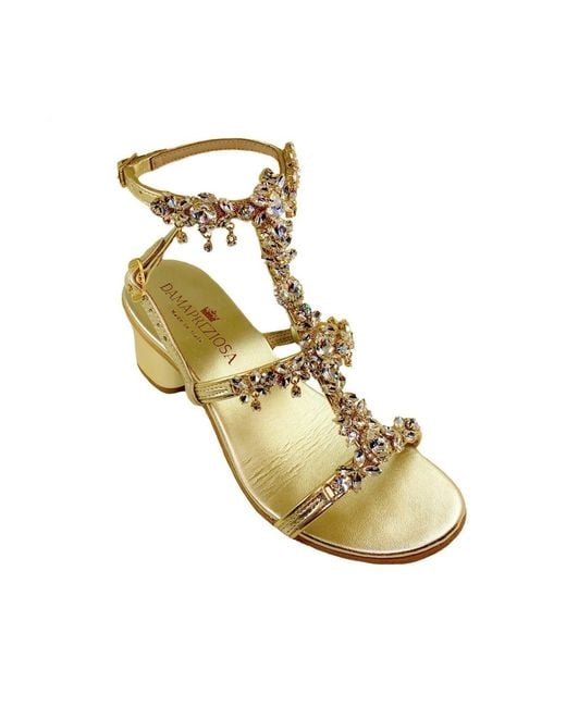 DAMAPREZIOSA Metallic Matilde Crystal-Embellished Vegan Jewel Sandal