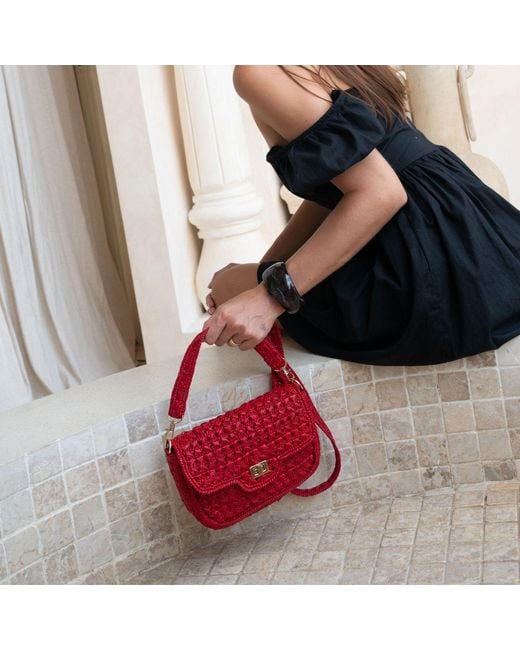 Zanatany Concepts Red Cassie Raffia Bag