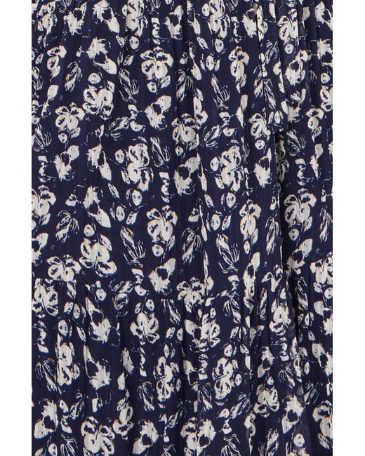 Yumi' Blue Floral Mesh Wrap Dress