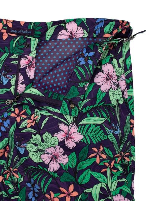 Lords of Harlech Green Pool Swirl Floral Purple for men