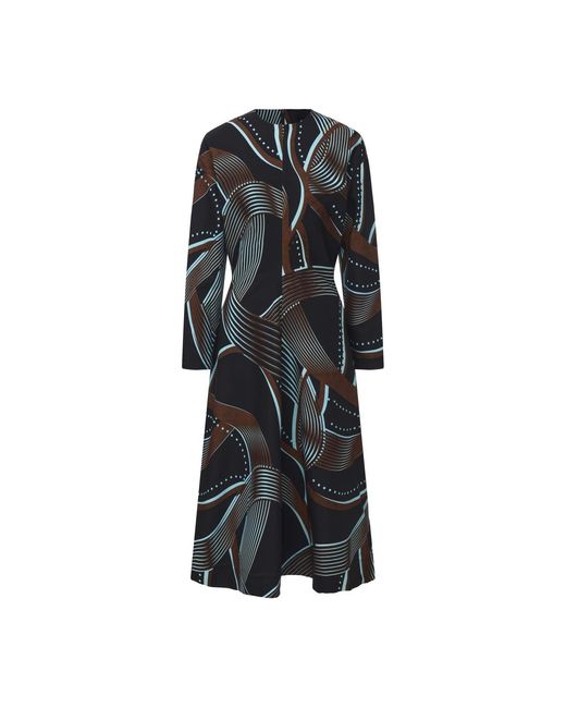 FRONT ROW SHOP Black Printed Draped-Waist Dress Multi