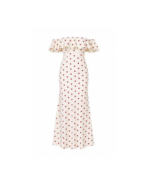 Curated Row White Satin Polka Dot Maxi Dress