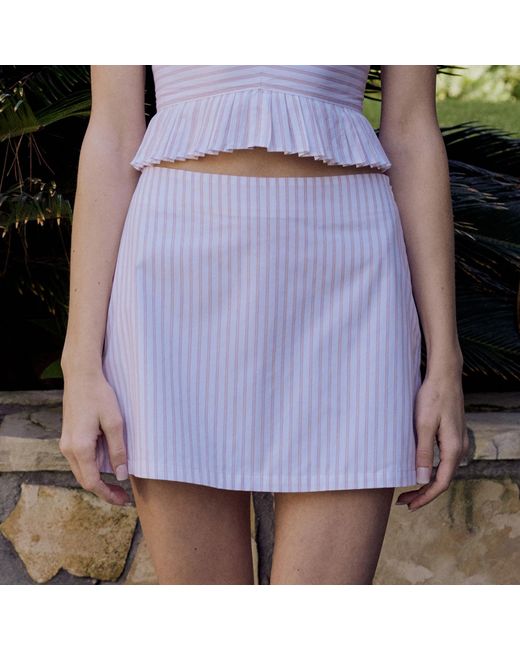 NUAJE NUAJE White Cher Mini Skirt In Pinstripe Cotton