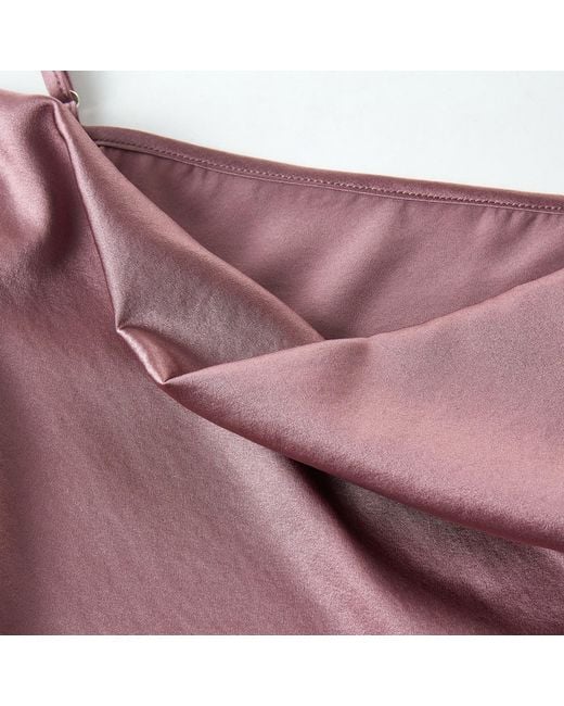 Soft Strokes Silk Purple Pure Mulberry Silk Cowl Neck Camisole, Spaghetti Strap