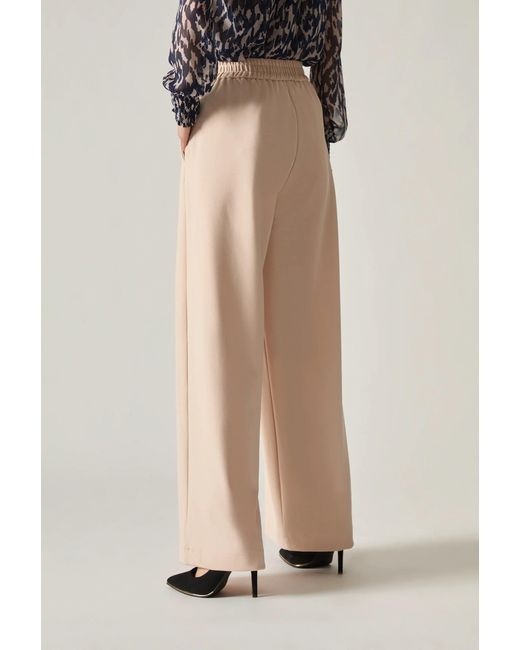 James Lakeland Natural Neutrals Cream Wide Leg Suit Trousers