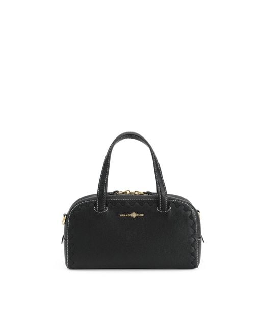 Orange Cube Black Mosaic Boston Hand Bag