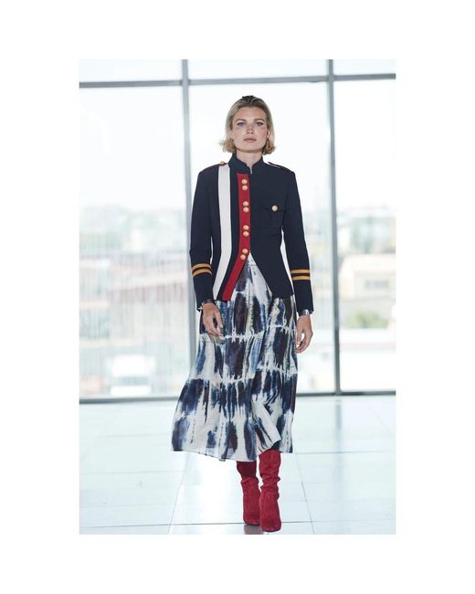 The Extreme Collection Blue Military Jacket With Epaulets And Buttons Claudia London