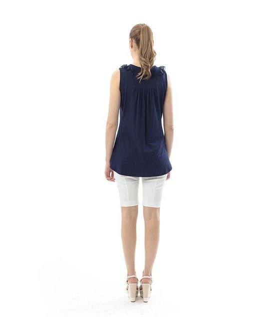 Conquista Blue Tulle Detail Top