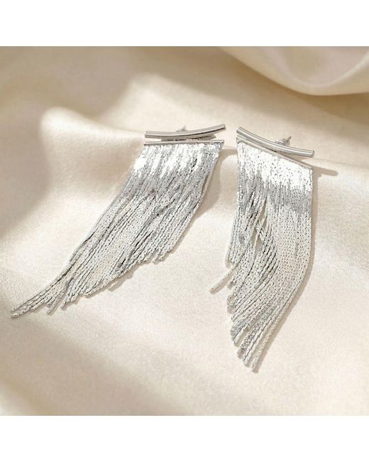 Harfi White Statement Waterfall Party Tassel Earrings