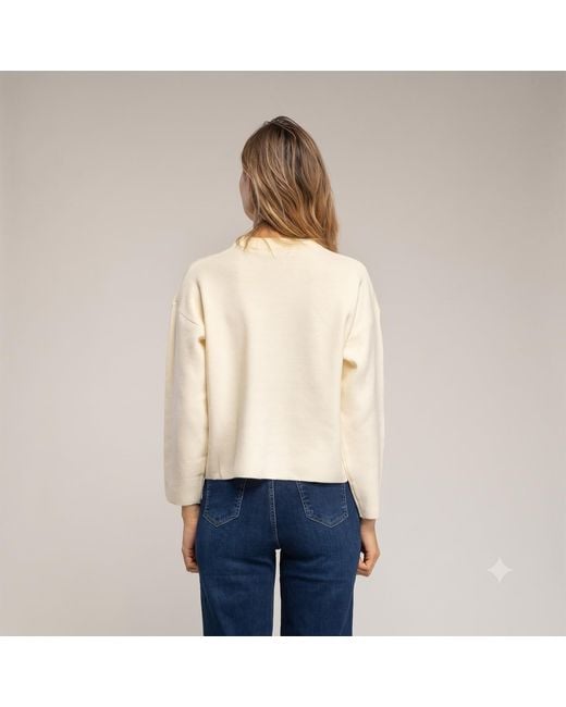 Tantra Spain Sl Natural Neutrals Knitted Sweater With Pocket And Crochet Detail