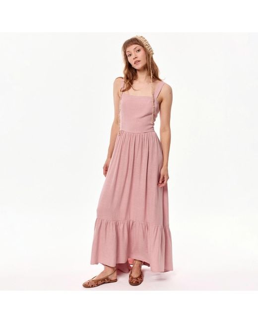 Mandragora Pink Strappy Dress With Flounce
