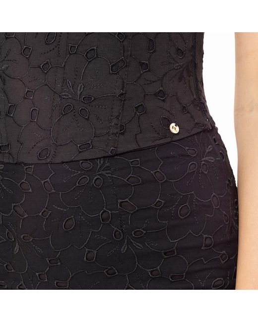Nissa Black Embroidered Cotton Skirt