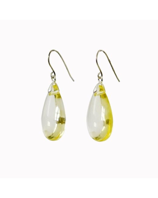 Laura Daili Yellow Neutrals Light Amber Teardrop Earrings
