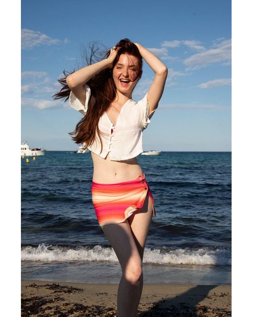 Belletage Swimwear White Aloha Linen Top