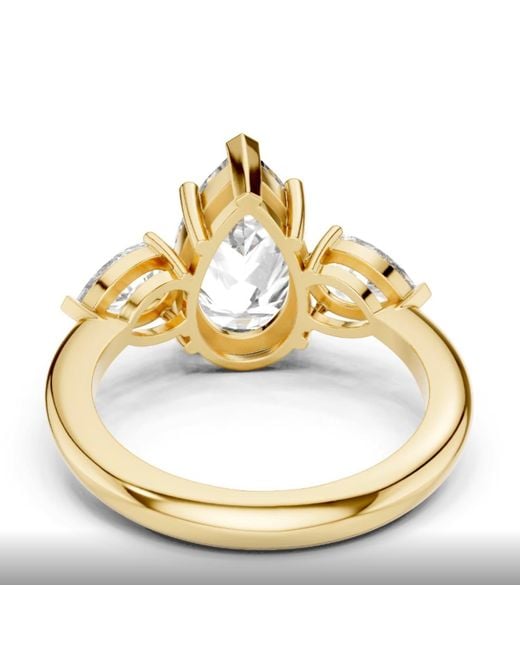 Aya Fine Jewelry White 4.00 Ct Pear Lab Grown Diamond Three Stone Engagement Ring