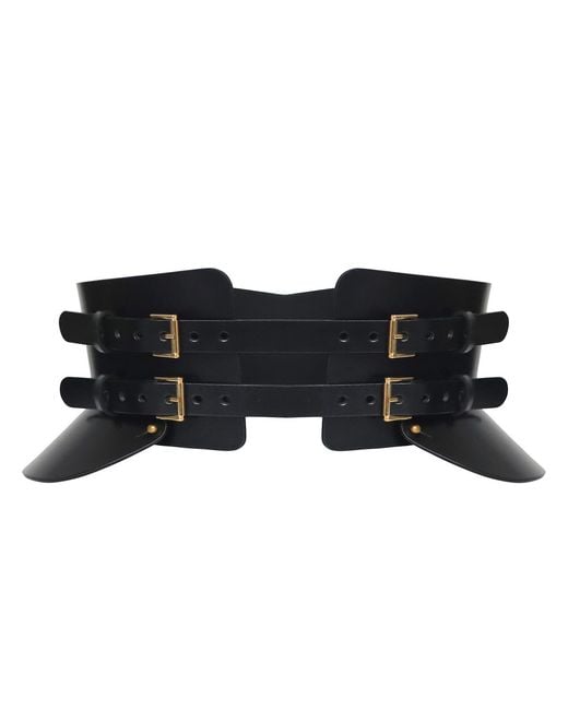 Haute Cuir Black Peplum Maia Leather Corset Belt