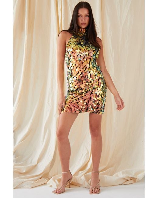 Sarvin Orange Sequin Mini Dress