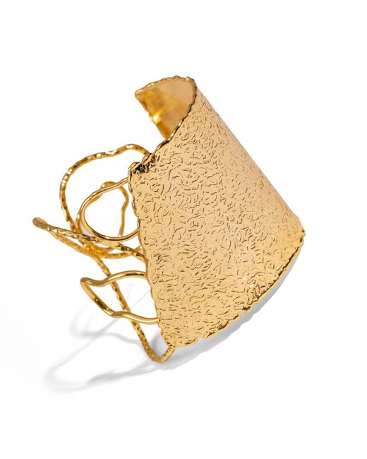 Ebru Jewelry Metallic Golden Flame Arm & Cuff Bracelet