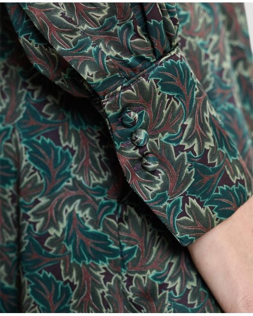 Really Wild Clothing Green Hawthorn Silk Open Neck Shirt Dress