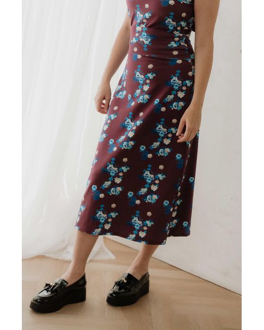 Sophie Cameron Davies White Floral Midi Jersey Skirt