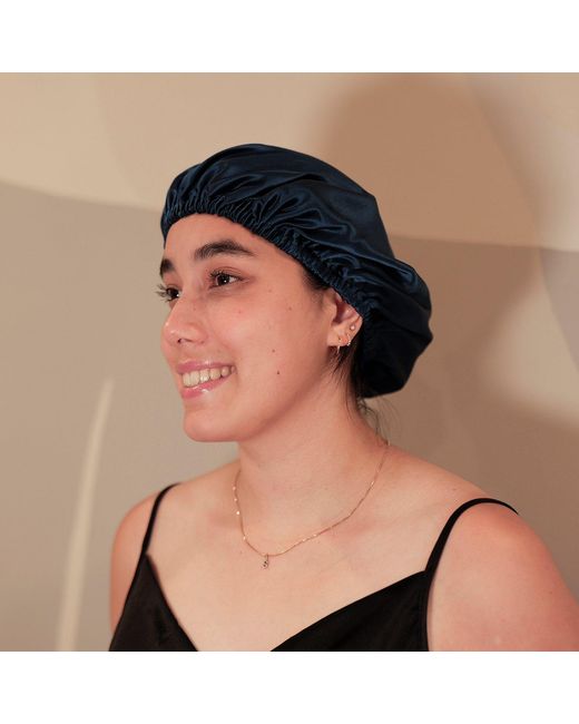 Soft Strokes Silk Blue Pure Mulberry Silk Hair Bonnet