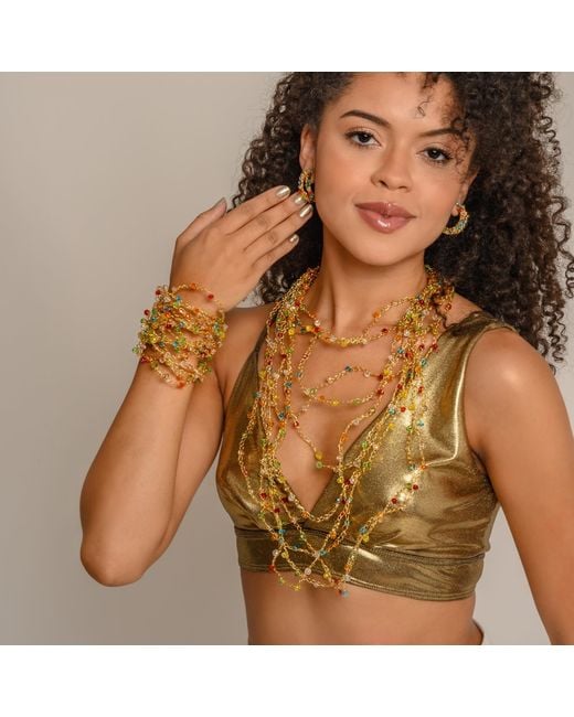 Lavish by Tricia Milaneze Metallic Multicolor Multi Strings Handmade Bracelet