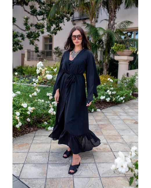 Jennafer Grace Black Janys Scarf Sleeve Kimono