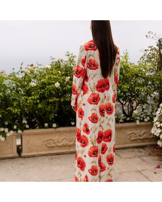 Roqaia Fashion House Red Dara Floral Elegance