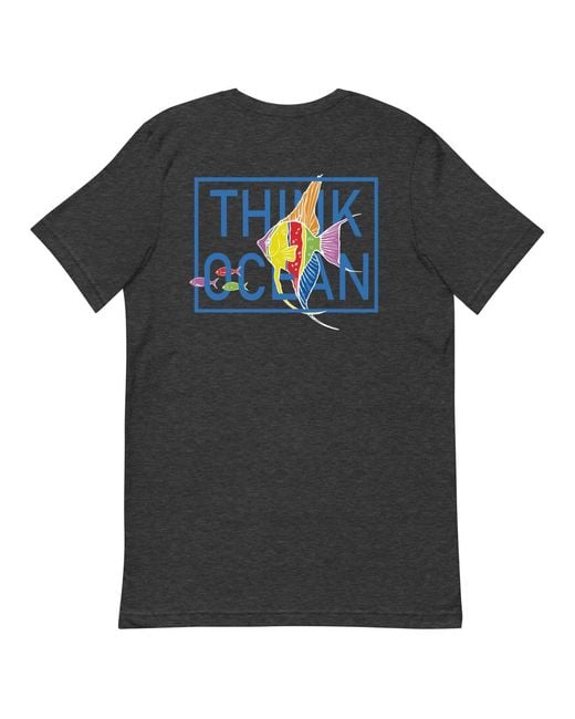 Anchor and Crew Black Heather Think Ocean Fish Fluorescence Cotton Embroidered T-Shirt