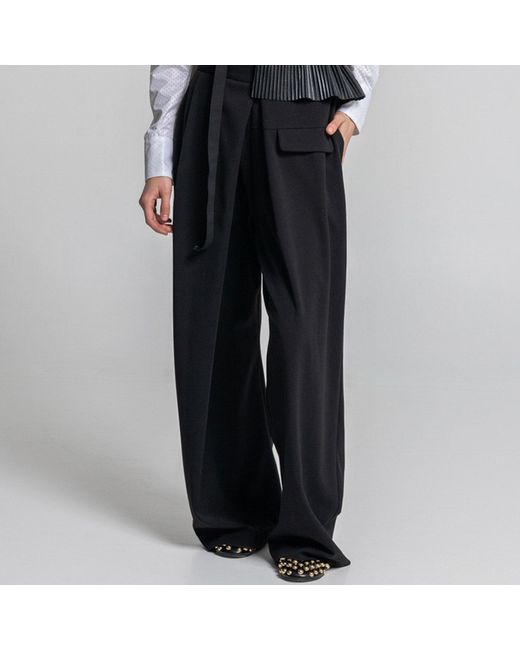 ARTISTA Black Max Wide Leg Folded Pants