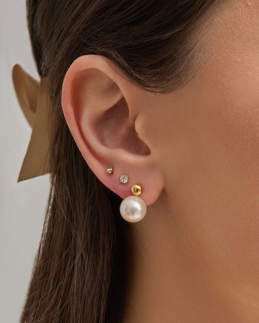 Esterah Metallic Pearl Double Stud Earrings