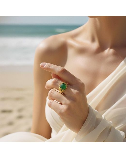 Silver & Elegant Co. Metallic Golden Siren Mermaid Mythic Ring