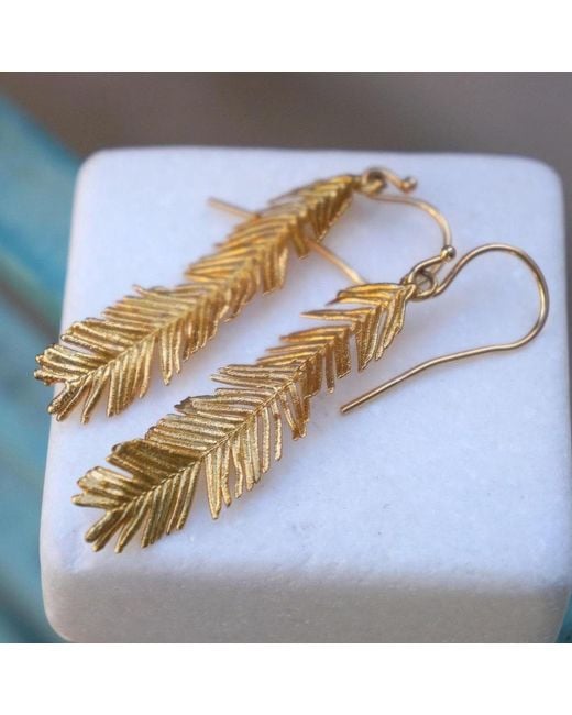 Mother Nature Jewelry Metallic Acacia Leaf Earrings, Handmade Dangles