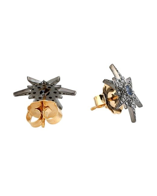 Artisan Multicolor Sapphire & Diamond Starburst Stud Earrings