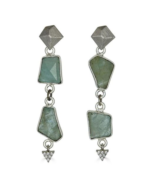 Loni Paul Jewelry Green Asymmetrical Aquamarine Earrings