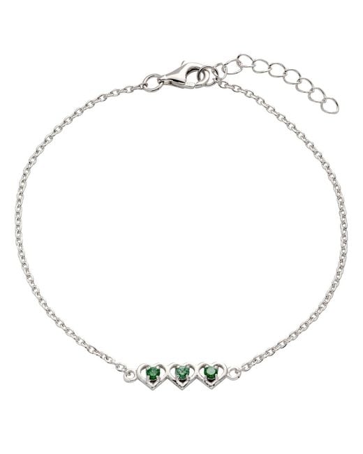 Belinda Jewelz Metallic Emerald Triple Heart Bracelet
