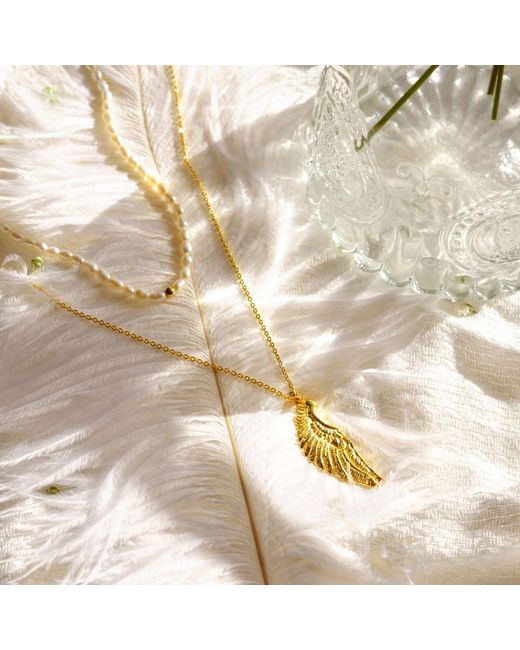 Seven Saints Metallic Angel Wing Necklace, Over Sterling