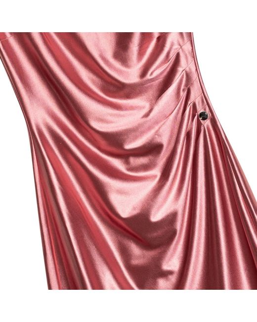 Niza Red Elle Metallic Short Dress With Draping